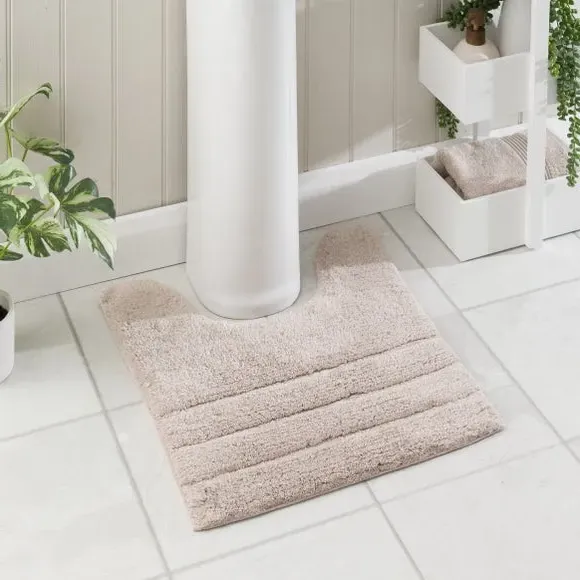 Textured Stripe Pedestal Mat - Mushroom, Cotton