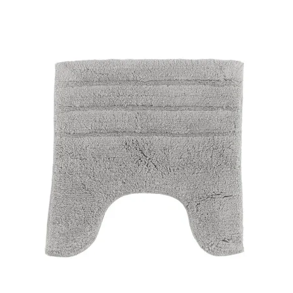 Textured Stripe Pedestal Mat - Silver, Cotton