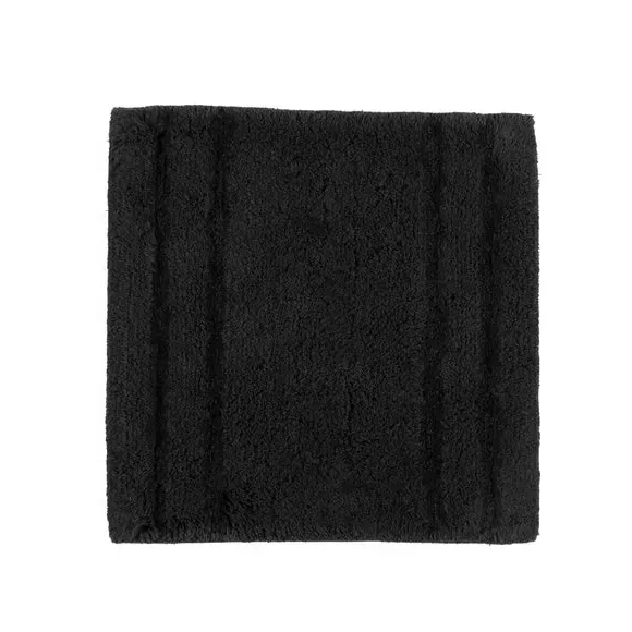 Textured Stripe Shower Mat - Black, Cotton