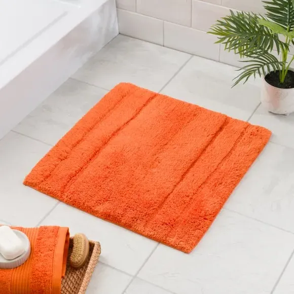 Textured Stripe Shower Mat - Burnt Orange, Cotton