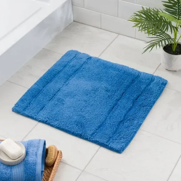 Textured Stripe Shower Mat - Cornflower, Cotton
