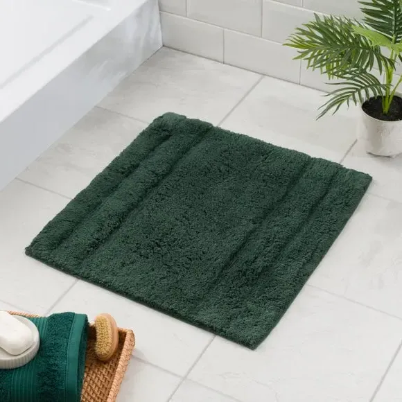 Textured Stripe Shower Mat - Forest, Cotton
