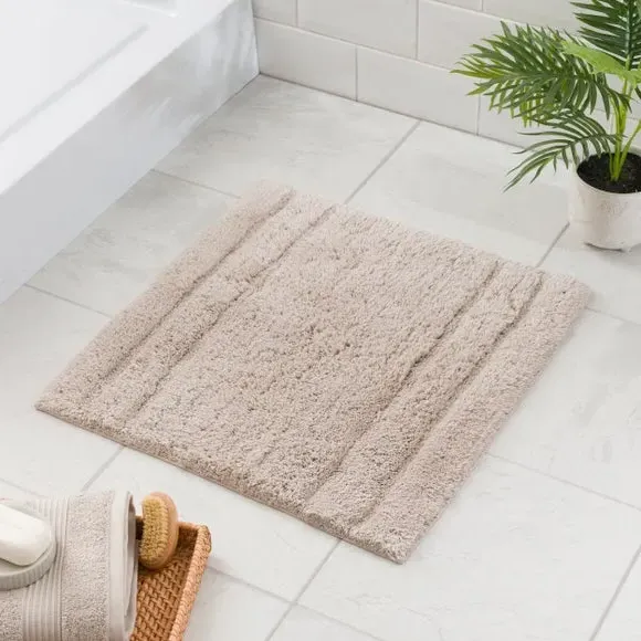 Textured Stripe Shower Mat - Mushroom, Cotton