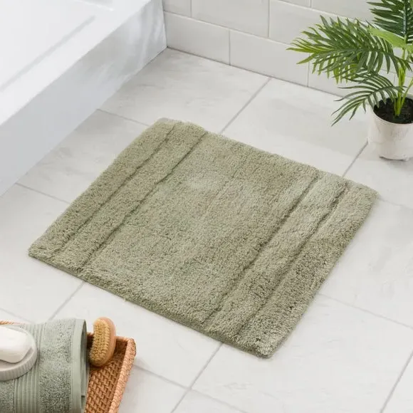 Textured Stripe Shower Mat - Sage, Cotton
