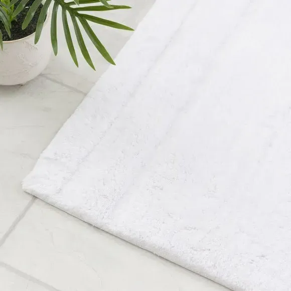 Textured Stripe Shower Mat - White, Cotton