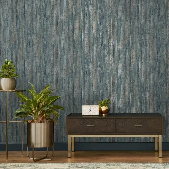 Textured Stripe Wallpaper - Teal, Paper