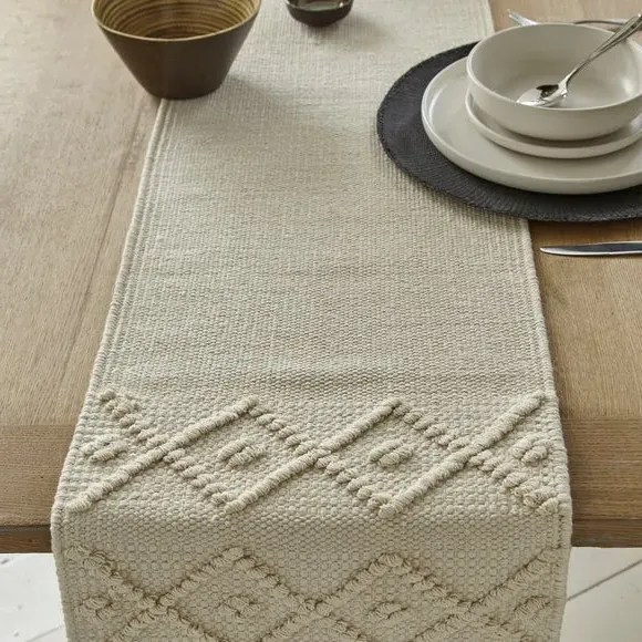 Textured Table Runner - Natural, Macrame