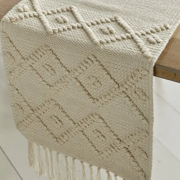 Textured Table Runner - Natural, Macrame
