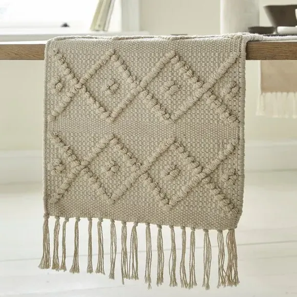 Textured Table Runner - Natural, Macrame