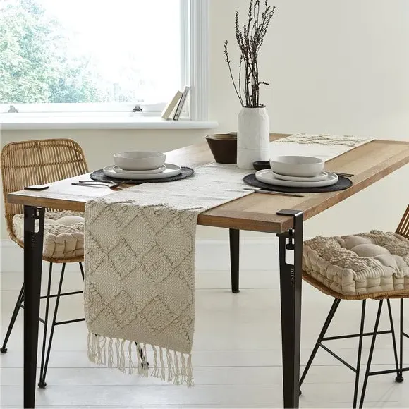 Textured Table Runner - Natural, Macrame