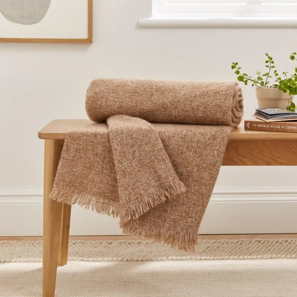 Textured Throw Blanket - Brown, Polyester image
