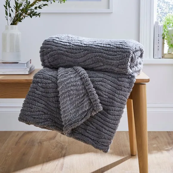 Textured Throw Blanket - Charcoal, Fleece image