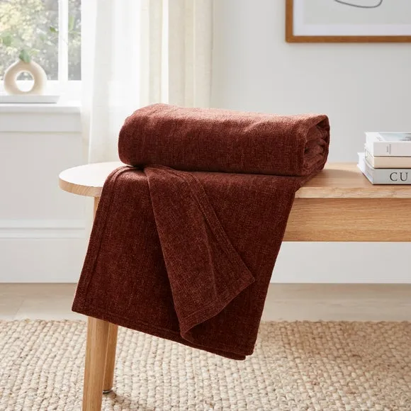 Textured Throw Blanket - Chestnut, Chenille