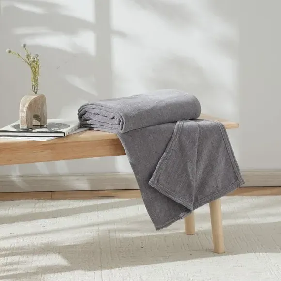 Textured Throw Blanket - Grey, Chenille