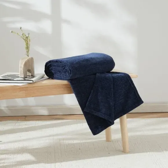 Textured Throw Blanket - Navy, Chenille