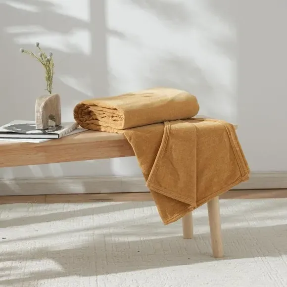 Textured Throw Blanket - Ochre, Chenille