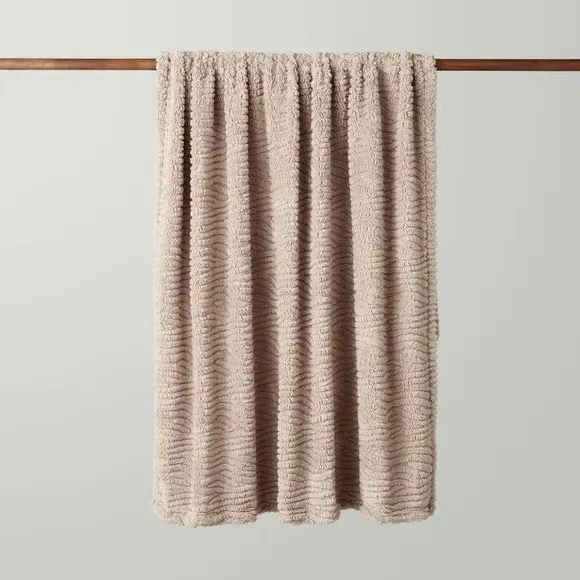 Textured Throw Blanket - Taupe, Fleece
