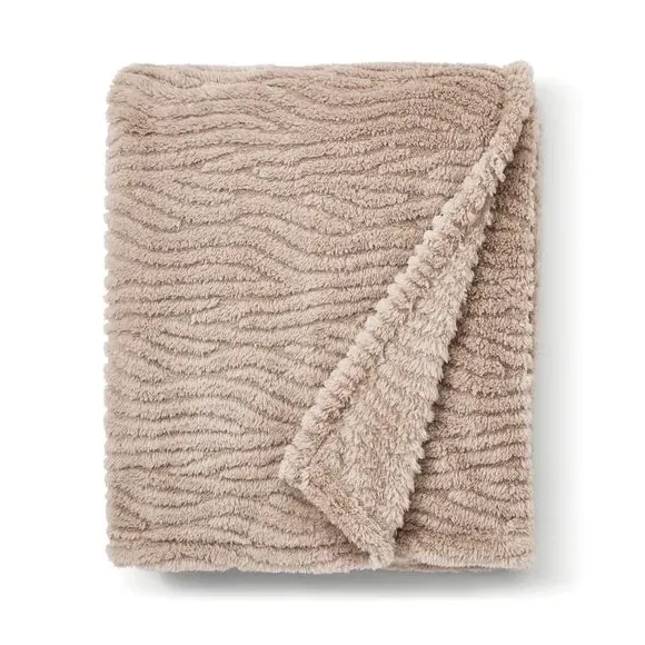 Textured Throw Blanket - Taupe, Fleece