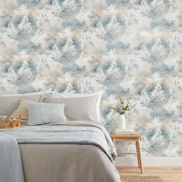 Textured Trees Wallpaper - Ashley Blue image