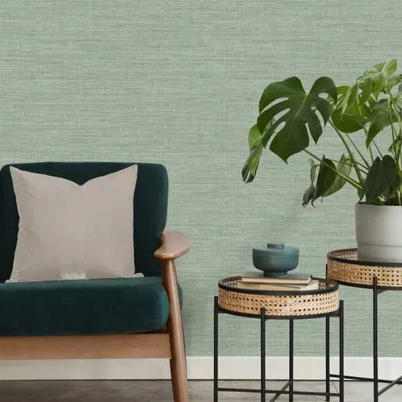 Textured Wallpaper with Fabric Effect - Sage