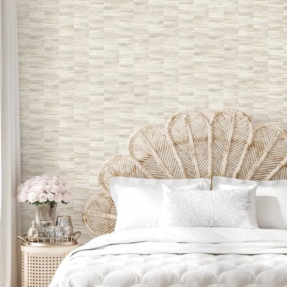 Textured Wallpaper with Metallic Finish - Natural