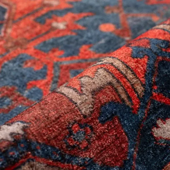 Textured Washable Rug - Red