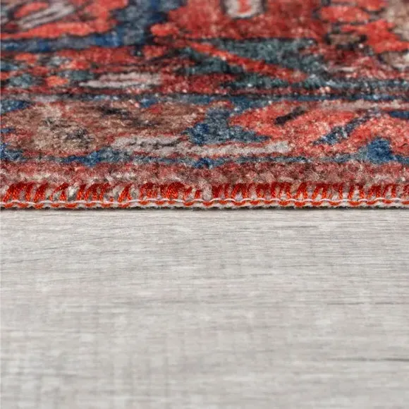 Textured Washable Rug - Red