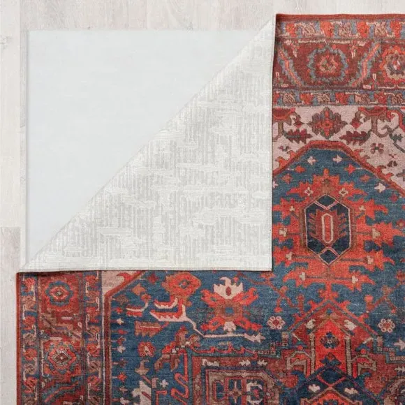 Textured Washable Rug - Red