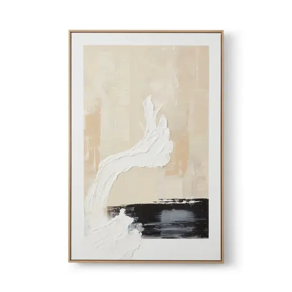 Textured Wave Canvas Art - Natural, Wood Frame