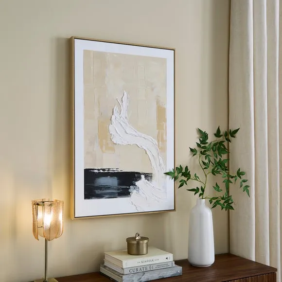 Textured Wave Canvas Art - Natural, Wood Frame image