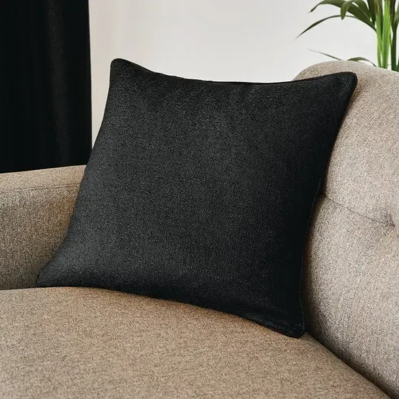 Textured Weave Cushion with Piped Edge - Black image