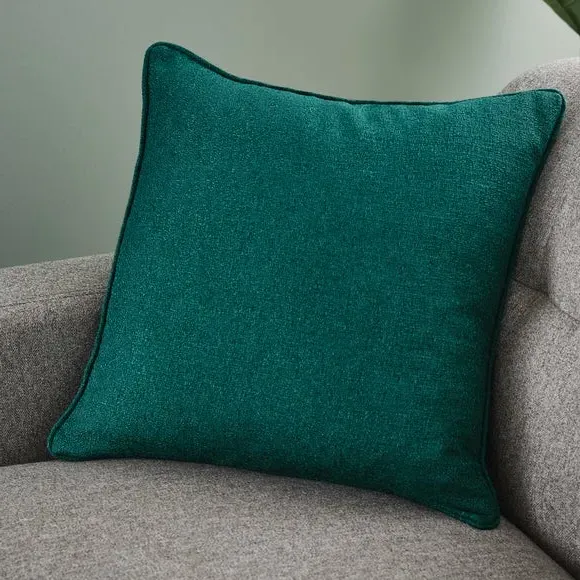 Textured Weave Cushion with Piped Edge - Emerald