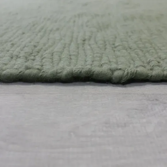 Textured Weave Rug - Green, Wool