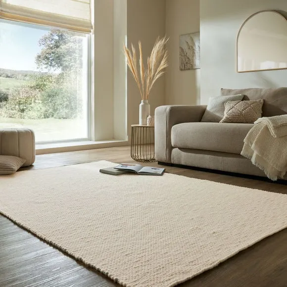 Textured Weave Rug - Ivory, Wool