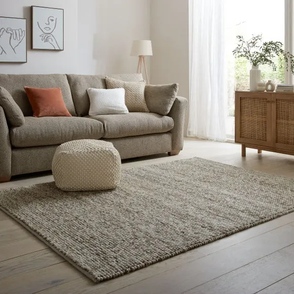 Textured Wool Rug - Dark Natural