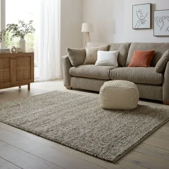 Textured Wool Rug - Dark Natural