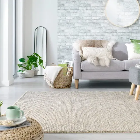 Textured Wool Rug - Natural, Wool Blend