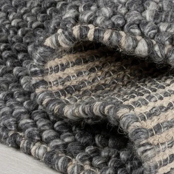 Textured Wool Runner - Grey, Wool Blend