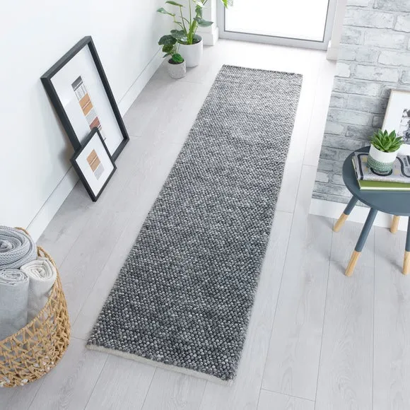 Textured Wool Runner - Grey, Wool Blend image