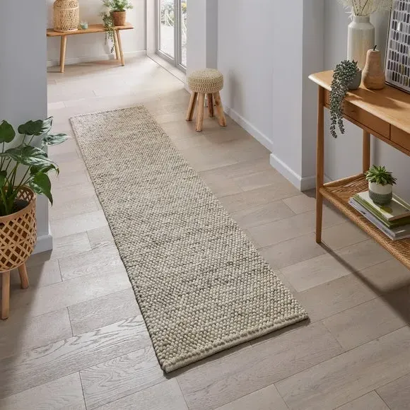 Textured Wool Runner - Natural, Wool Blend