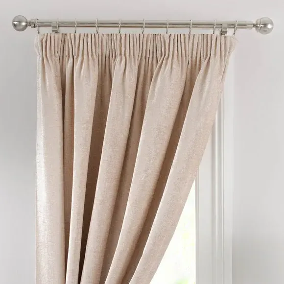 Thermal Door Curtain Pencil Pleat - Cream, Chenille