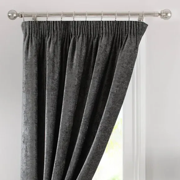 Thermal Door Curtain Pencil Pleat - Grey, Chenille