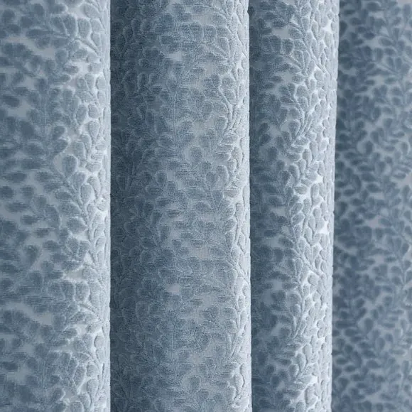 Thermal Eyelet Curtains - Ashley Blue, Cut Velvet