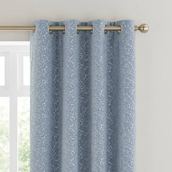 Thermal Eyelet Curtains - Ashley Blue, Cut Velvet image