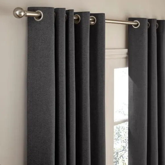 Thermal Eyelet Curtains - Charcoal, Chenille