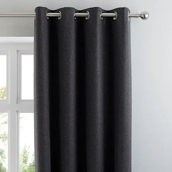 Thermal Eyelet Curtains - Charcoal, Matt Fabric