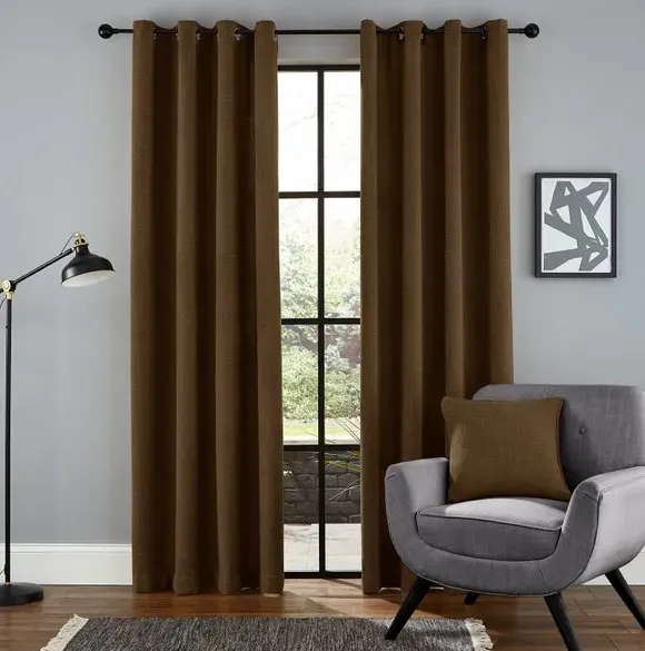 Thermal Eyelet Curtains - Chestnut, Chenille