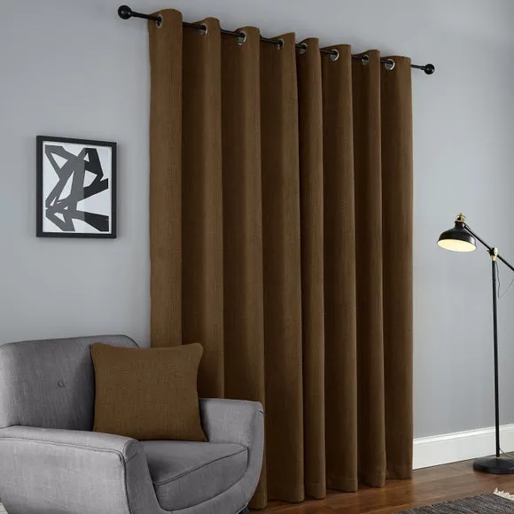 Thermal Eyelet Curtains - Chestnut, Chenille