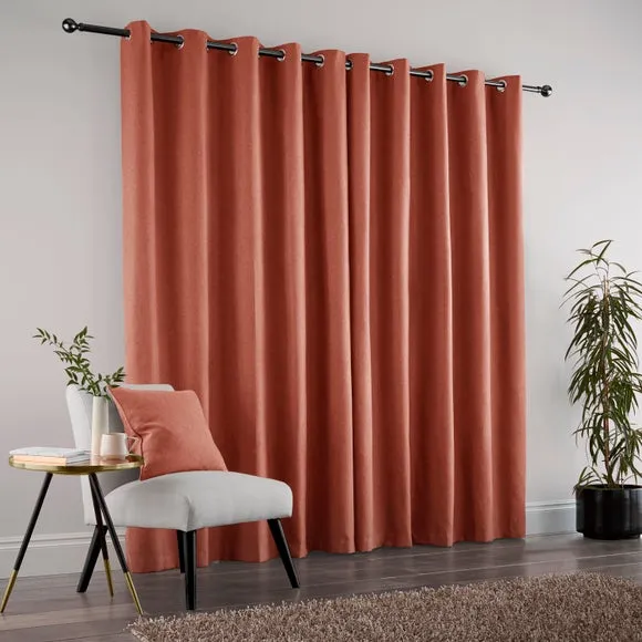 Thermal Eyelet Curtains - Coral, Matt Fabric