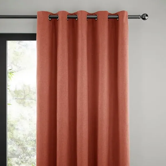 Thermal Eyelet Curtains - Coral, Matt Fabric image